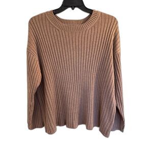 Jessica Simpson Ribbed Crew Neck Sweater - Cocoa Brown XXL